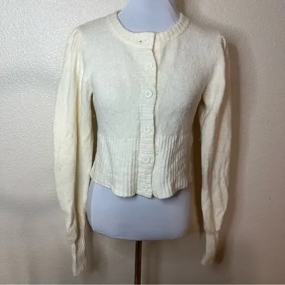 BAUM UND PFERDGARTEN Catia cream wool cardigan an sweater SMALL